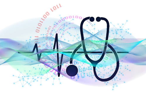 immagine stilizzata che rappresenta un elettrocardiogramma e uno stetoscopio